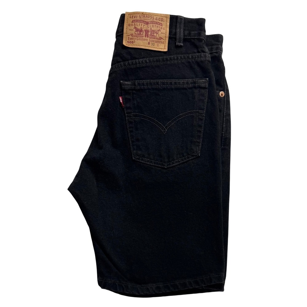 Y2K Levi's 505 Regular Fit Black Denim Shorts Mens 30 Vintage High Rise  12/2000
